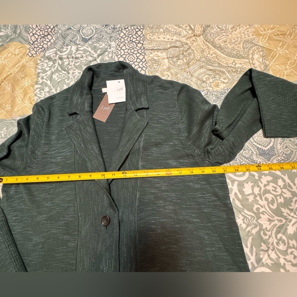 J.Jill Women L Green Textured Sweater-Jacket - Picture 11 of 16